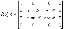 Diagram showing rotation about the x-axis matrix