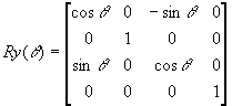 Diagram showing rotation about the y-axis matrix