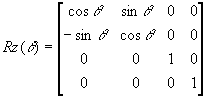 Diagram showing rotation about the z-axis matrix