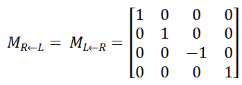 Conversion between right and left handed coordinate systems